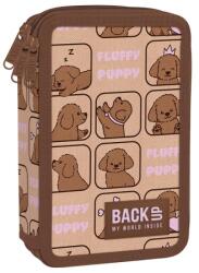 DERFORM Penar copii cu trei compartimente, echipat cu rechizite - BackUp, model funny dogs Penar