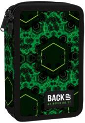 DERFORM Penar băieți cu două compartimente, echipat cu rechizite, BackUp model abstract verde Penar
