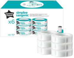 Tommee Tippee Sangenic Simplee Pelenkacsomagoló Utántöltő Kazetta 6db-os Kiszerelés (5010415703750)