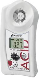 ATAGO PAL-Easy ACID5 Master Kit alma digitális refraktométer savtartalom (0, 1-4％) mérésére, 100 mérés rögzítése, NFC adatátvitel (7305)