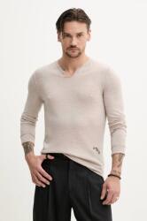Zadig&Voltaire gyapjú pulóver könnyű, férfi, bézs, KMSW01742 - bézs M