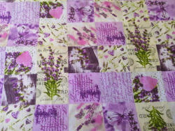 Pamutvászon textil - 160 cm / Levendula Vintage patchwork mintás