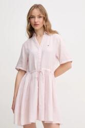 Tommy Hilfiger vászon ruha rózsaszín, mini, harang alakú, WW0WW44672 - rózsaszín 42