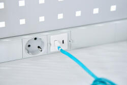  Hálózati elosztó, asztal lábra szerelhető, 5 földelt Schuko + 1 USB-A és 1 USB-C, RAL7035 - 2, 5 m vezetékkel