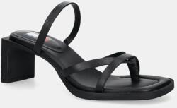 Tommy Jeans bőr flip-flop THE SOHO SANDAL fekete, női, magassarkú, EN0EN02781 - fekete Női 36