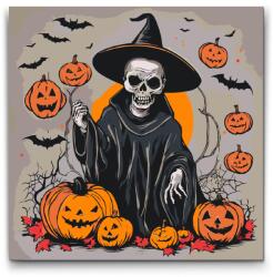  Festés számok szerint - Halloweeni kaszás Méret: 50x50cm, Keretezés: Keret nélkül (csak a vászon)
