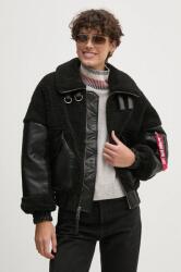 Alpha Industries rövid kabát Teddy PU Bomber női, fekete, átmeneti, oversize, 148001 - fekete S