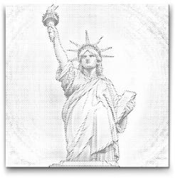  PontPöttyöző - Szabadság-szobor 3 Méret: 50x50cm, Keretezés: Keret nélkül (csak a vászon), Szín: Piros