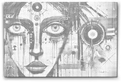 PontPöttyöző - Graffiti lány Méret: 40x60cm, Keretezés: Kartonlemezen, Szín: Zöld