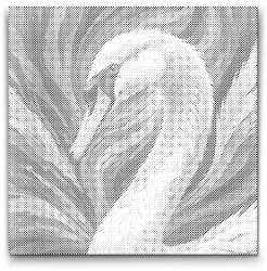  PontPöttyöző - Hattyú tompa zöld árnyalatokban Méret: 50x50cm, Keretezés: Kerek keret, Szín: Kék