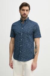 Tommy Hilfiger lenvászon ing férfi, legombolt galléros, sötétkék, regular, MW0MW38566 - sötétkék L