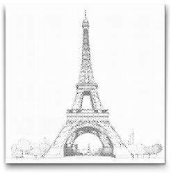 PontPöttyöző - Eiffel-torony 3 Méret: 50x50cm, Keretezés: Kartonlemezen, Szín: Kék