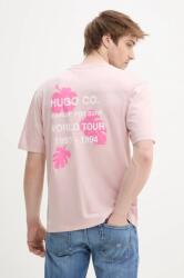 HUGO Blue pamut póló rózsaszín, férfi, nyomott mintás, 50536126 - rózsaszín XS