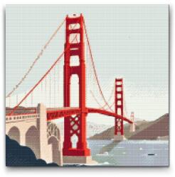  Gyémántszemes kirakó - Golden Gate híd Méret: 50x50cm, Keretezés: Műanyagtáblával, Gyémántok: Kerek
