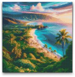  Gyémántszemes kirakó - Maui, Havai Méret: 50x50cm, Keretezés: Kartonlemezen, Gyémántok: Kerek