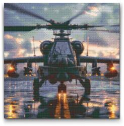  Gyémántszemes kirakó - Katonai helikopter Méret: 50x50cm, Keretezés: Műanyagtáblával, Gyémántok: Négyzet alakú