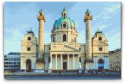 Gyémántszemes kirakó - Karlskirche, Bécs Méret: 40x60cm, Keretezés: Kartonlemezen, Gyémántok: Kerek
