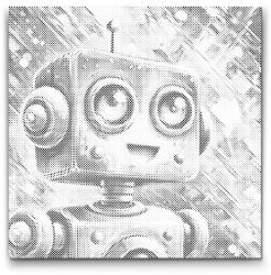 PontPöttyöző - Cuki robot színekben Méret: 50x50cm, Keretezés: Keret nélkül (csak a vászon), Szín: Kék