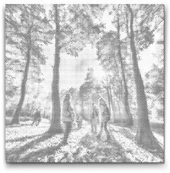  PontPöttyöző - Család az erdőben Méret: 50x50cm, Keretezés: Keret nélkül (csak a vászon), Szín: Kék