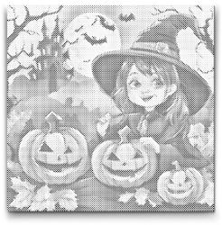  PontPöttyöző - Kicsi aranyos boszorkány Méret: 50x50cm, Keretezés: Műanyagtáblával, Szín: Kék