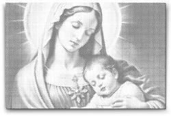  PontPöttyöző - Szűz Mária a kis Jézussal Méret: 40x60cm, Keretezés: Keret nélkül (csak a vászon), Szín: Kék