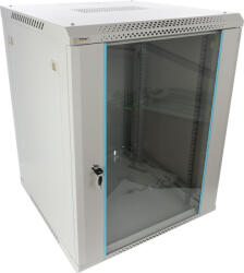 Pulsar RWA1566-G 19 15U 600x600 fali rack szekrény, lapra szerelt, szürke, könnyített kialakítás
