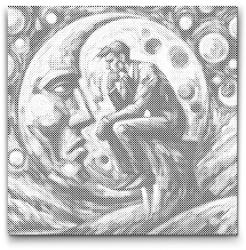  PontPöttyöző - Férfi a holdon Méret: 50x50cm, Keretezés: Műanyagtáblával, Szín: Zöld