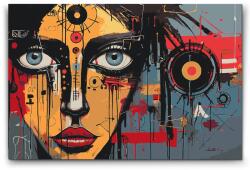 Festés számok szerint - Graffiti lány Méret: 40x60cm, Keretezés: Keret nélkül (csak a vászon)
