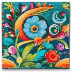  Gyémántszemes kirakó - Virágos szem Méret: 50x50cm, Keretezés: Keret nélkül (csak a vászon), Gyémántok: Négyzet alakú