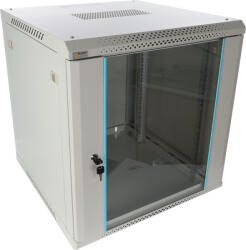 Pulsar RWA1266-G 19 12U 600x600 fali rack szekrény, lapra szerelt, szürke, könnyített kialakítás