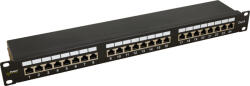Pulsar RP-F24V6 19 patch panel, 24 port, cat6, árnyékolt, tehermentesítővel, 90 fokos modulok