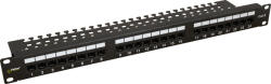 Pulsar RP-U24V6 19 patch panel, 24 port, cat6, árnyékolatlan, tehermentesítővel, 90 fokos modulok