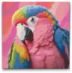  Gyémántszemes kirakó - Papagáj rózsaszín árnyalatokban Méret: 50x50cm, Keretezés: Keret nélkül (csak a vászon), Gyémántok: Kerek