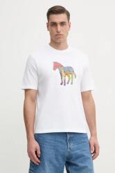 PS Paul Smith pamut póló fehér, férfi, nyomott mintás, M2R. 220X. PP4701 - fehér L