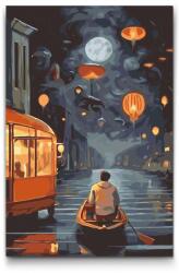  Festés számok szerint - Éjszakai kirándulás Méret: 40x60cm, Keretezés: Keret nélkül (csak a vászon)