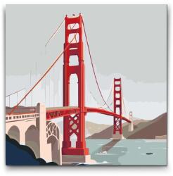 Festés számok szerint - Golden Gate híd Méret: 50x50cm, Keretezés: Kerek keret