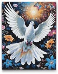  Festés számok szerint - Galamb a virágok között Méret: 30x40cm, Keretezés: Keret nélkül (csak a vászon)