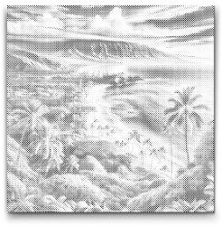  PontPöttyöző - Maui, Havai Méret: 50x50cm, Keretezés: Kerek keret, Szín: Kék