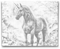 PontPöttyöző - Menyországos egyszarvú Méret: 40x50cm, Keretezés: Kartonlemezen, Szín: Fekete