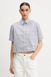 Guess Jeans pamut ing női, galléros, fehér, relaxed, W5GH98 WH8R1 - fehér S
