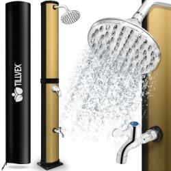 Tillvex Dus solar pentru exterior, robinet si cap de dus incluse, negru/auriu, 60 litri, incalzire 60° (SLDS60SGD)