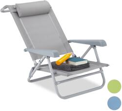 Relaxdays Sezlong pliabil cu perna, pentru gradina/plaja/camping, gri, 38, 5 x 58 x 112 (10026478_53-gri)