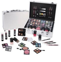 ZmileCosmetics Trusa de Machiaj, 51 de piese, fard de pleoape, ruj, blush, lac unghii, creion buze, creion ochi + geanta aluminiu argintiu BriConti, Everybody's Darling, (SCHMINK2011-2)