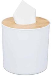Relaxdays Cutie servetele, rotunda, capac din bambus, alb/maro natur, 12, 5 x 13, 5 cm (10034307)