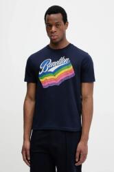 United Colors of Benetton pamut póló lila, férfi, nyomott mintás, 3I1XU1096 - sötétkék XXL