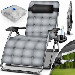 Tillvex Sezlong pliabil, Tillvex®, capacitate 200 kg, spatar reglabil, perna inclusa, suport pentru bauturi, tesatura Teslin, 178 x 50 x 66 cm (TVLGMP-004)
