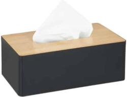 Relaxdays Suport servetele, capac bambus, negru/maro, 10 x 26 x 14 cm (10034289)