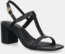 Tommy Hilfiger bőr szandál LEATHER BLOCK HEEL SANDAL fekete, FW0FW08532 - fekete Női 36