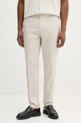 Calvin Klein nadrág vászonkeverékből férfi, bézs, egyenes, K10K114400 - bézs 48