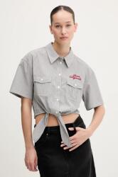 Guess Originals pamut ing női, galléros, szürke, regular, W5GH0M WH7Q1 - szürke M